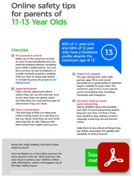 Online Safety Tips for Parents of 11-13 Year Olds leaflet